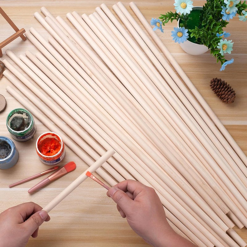 Coowayze Wood Dowels Wooden Dowel Rods for Crafts, 25PCS 1/2 x 24 Round Macrame Wooden Sticks for Crafting, Unfinished Hardwood Sticks for Arts and DIYers, Tiered Cake Support and Wedding Ribbon Wands - Image 3